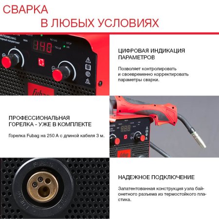 Полуавтомат сварочный FUBAG IRMIG 180 SYN с горелкой 250 А 3 м в комплекте в Брянске фото