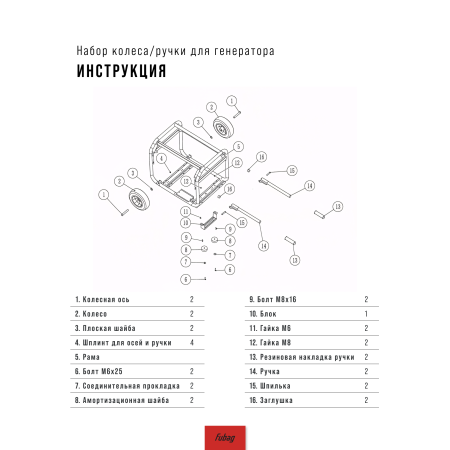 Комплект колес и ручек для генераторов FUBAG в Брянске фото
